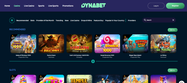 Ontdek de spellen in het Dynabet casino